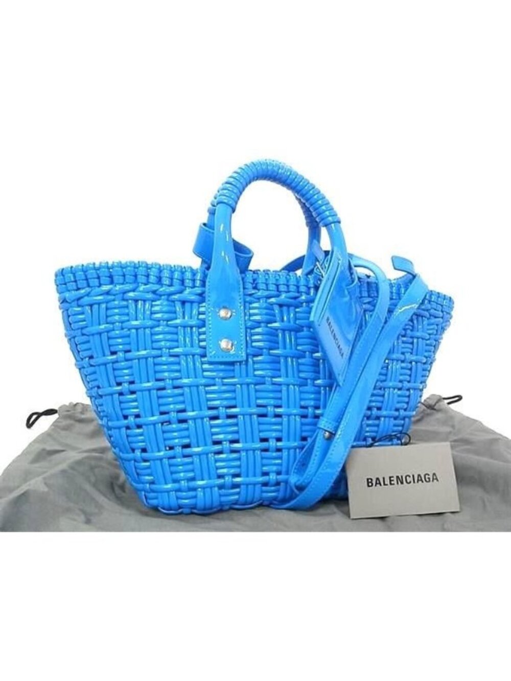 Balenciaga Bistro XS Patent Leather 2-Way Handbag Shoulder Blue
